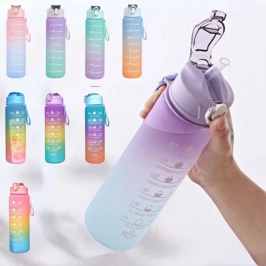 900ML Water Bottle Motivational Sports Bottle With Time Marker Leak-proof Cup Fitness BPA Free Portable Drinkware For Outdoor