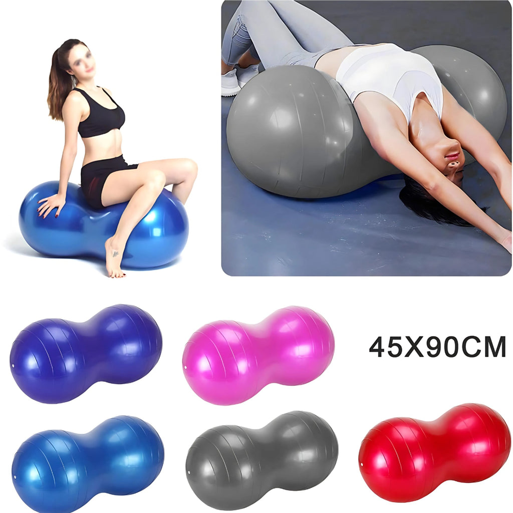 Peanut Shape Anti-Burst Yoga Exercise Ball – Gym, Pregnancy, Birthing, and Physical Therapy Fitness Tool