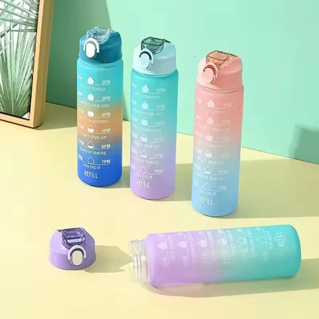 900ML Water Bottle Motivational Sports Bottle With Time Marker Leak-proof Cup Fitness BPA Free Portable Drinkware For Outdoor