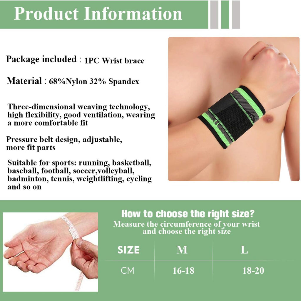 Adjustable Wrist Support Wraps with Compression Straps – Unisex Brace for Strength Training, Gym Workouts, and Fitness