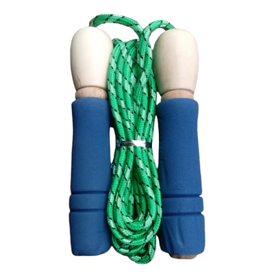 Green Braided Jump Rope with Wooden Handles – Durable Fitness Skipping Rope