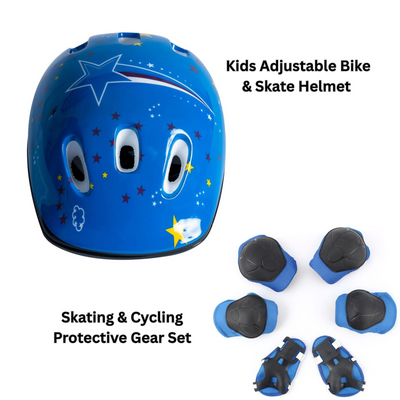 Kids Bike & Skate Helmet + 6-Piece Safety Gear Set – Adjustable, Breathable & Impact-Resistant for Cycling, Skating, Scooter Riding