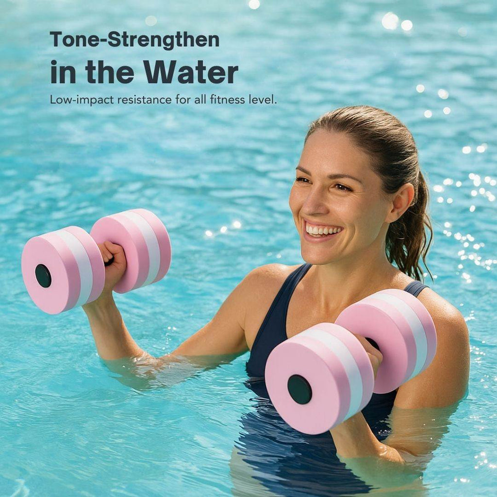 2Pc EVA Foam Floating Dumbbells – Swimming Pool Aqua Fitness Water Exercise Dumbbells