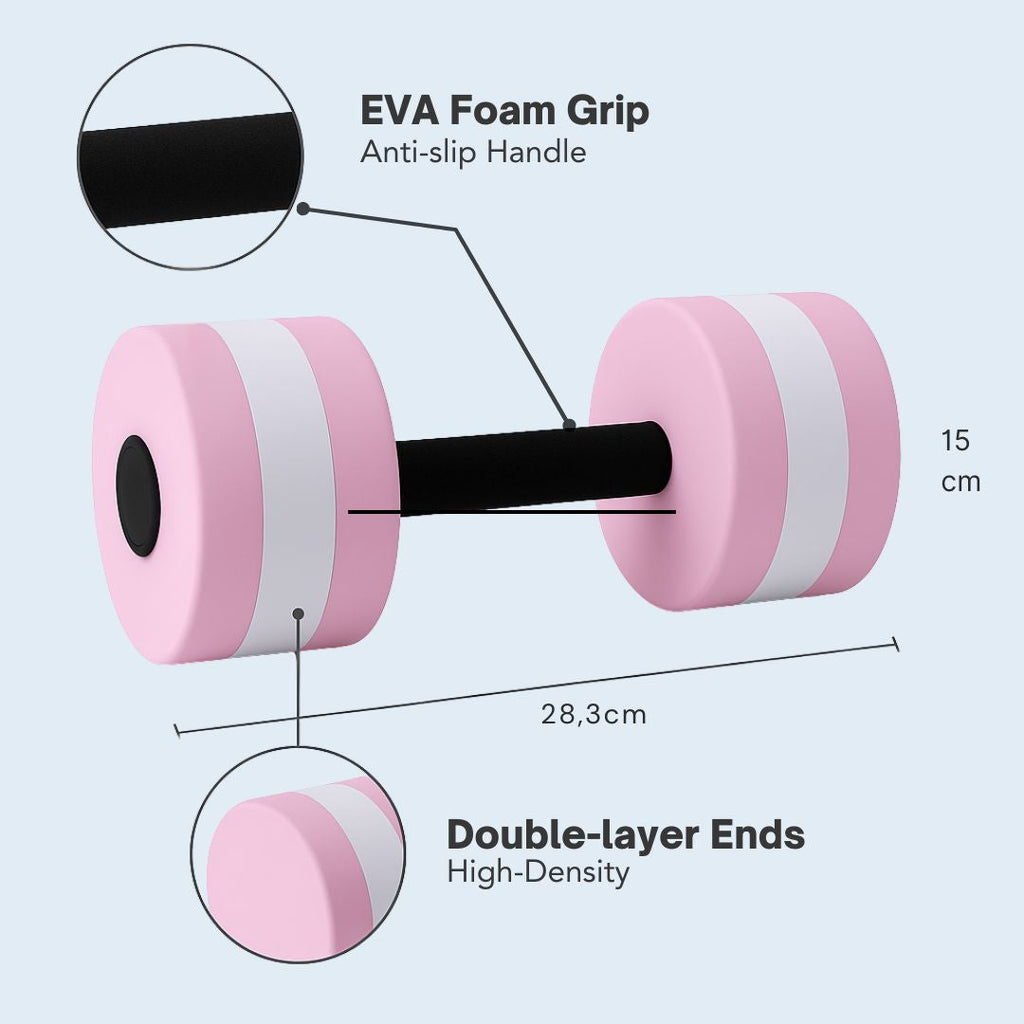 2Pc EVA Foam Floating Dumbbells – Swimming Pool Aqua Fitness Water Exercise Dumbbells