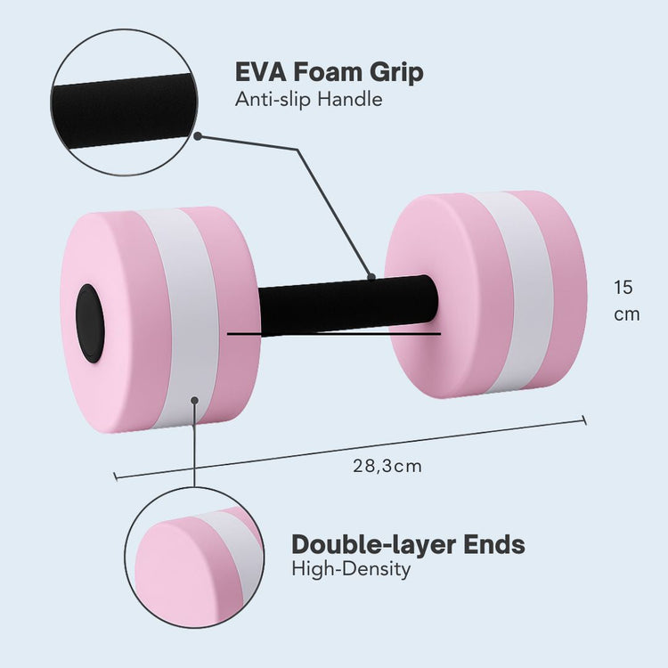 2Pc EVA Foam Floating Dumbbells – Swimming Pool Aqua Fitness Water Exercise Dumbbells
