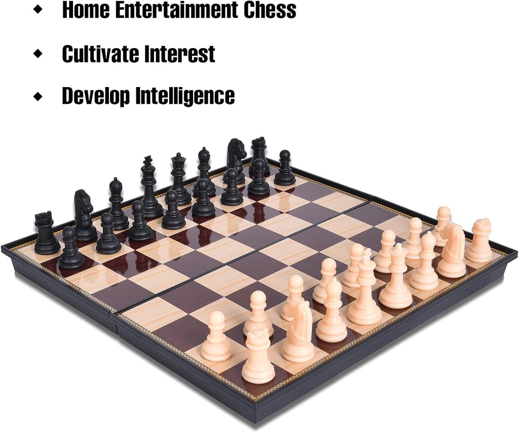 3-in-1 Game Set – Chess, Checkers & Draughts in a Portable Plastic Case