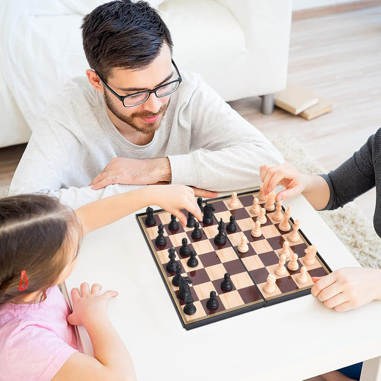 3-in-1 Game Set – Chess, Checkers & Draughts in a Portable Plastic Case