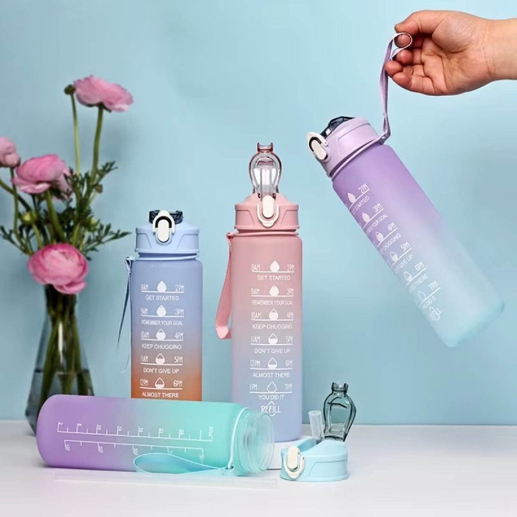 900ML Motivational Sports Water Bottle – Time Marker, Leak-Proof, BPA-Free