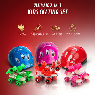Adjustable Helmet & Roller Skates Set (Safety + Skating Fun for Kids & Teens)