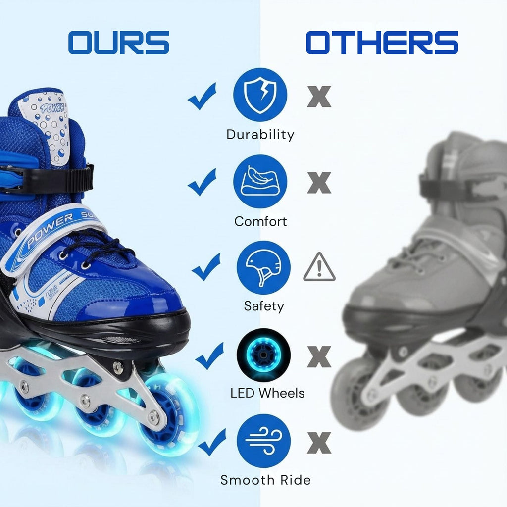 Adjustable Inline Skates for Kids – Sleek Blue Design