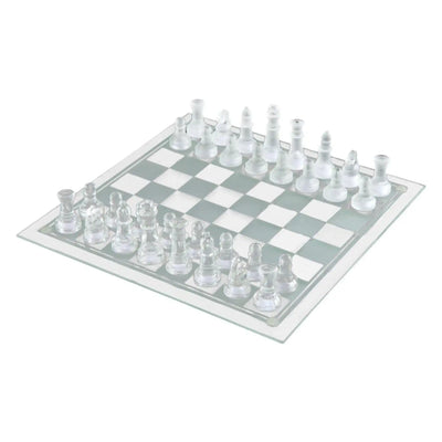 Luxury Glass Chess Set – Frosted & Clear Pieces with Sleek Glass Board