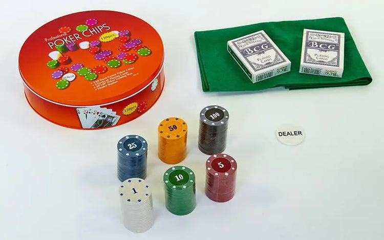 Professional Poker Chip Set 120PCS – Casino Style Chips with Cards & Dealer Button