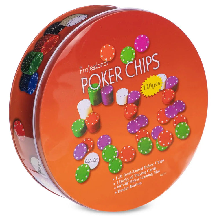 Professional Poker Chip Set 120PCS – Casino Style Chips with Cards & Dealer Button