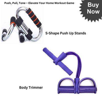 (S-Shape Push-Up Bars + Trimmer)  Power Workout Duo