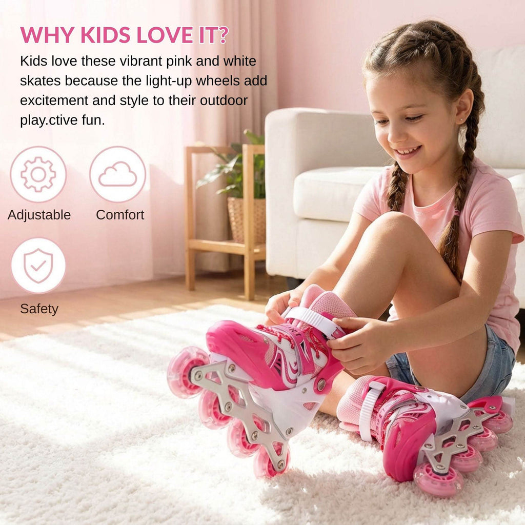 Sparkling Pink Inline Skates for Kids – Adjustable, Durable & Full of Fun