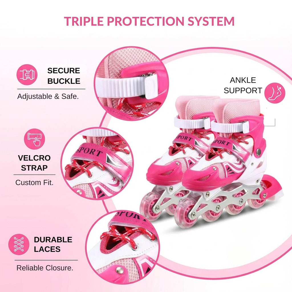 Sparkling Pink Inline Skates for Kids – Adjustable, Durable & Full of Fun