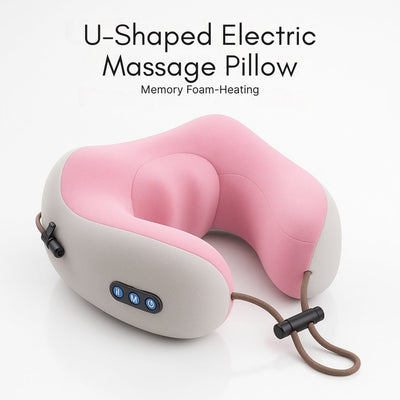 U-Shaped Neck Massager Pillow with Heat, Memory Foam Support, Rechargeable Neck and Shoulder Massager for Pain Relief and Relaxation