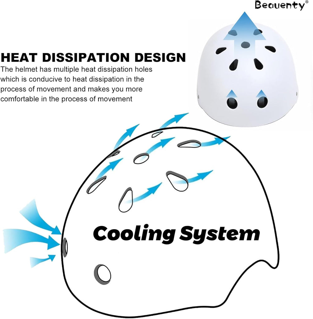 White Kids & Teens Helmet – For Cycling, Skating, and More