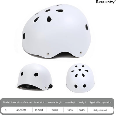 White Kids & Teens Helmet – For Cycling, Skating, and More