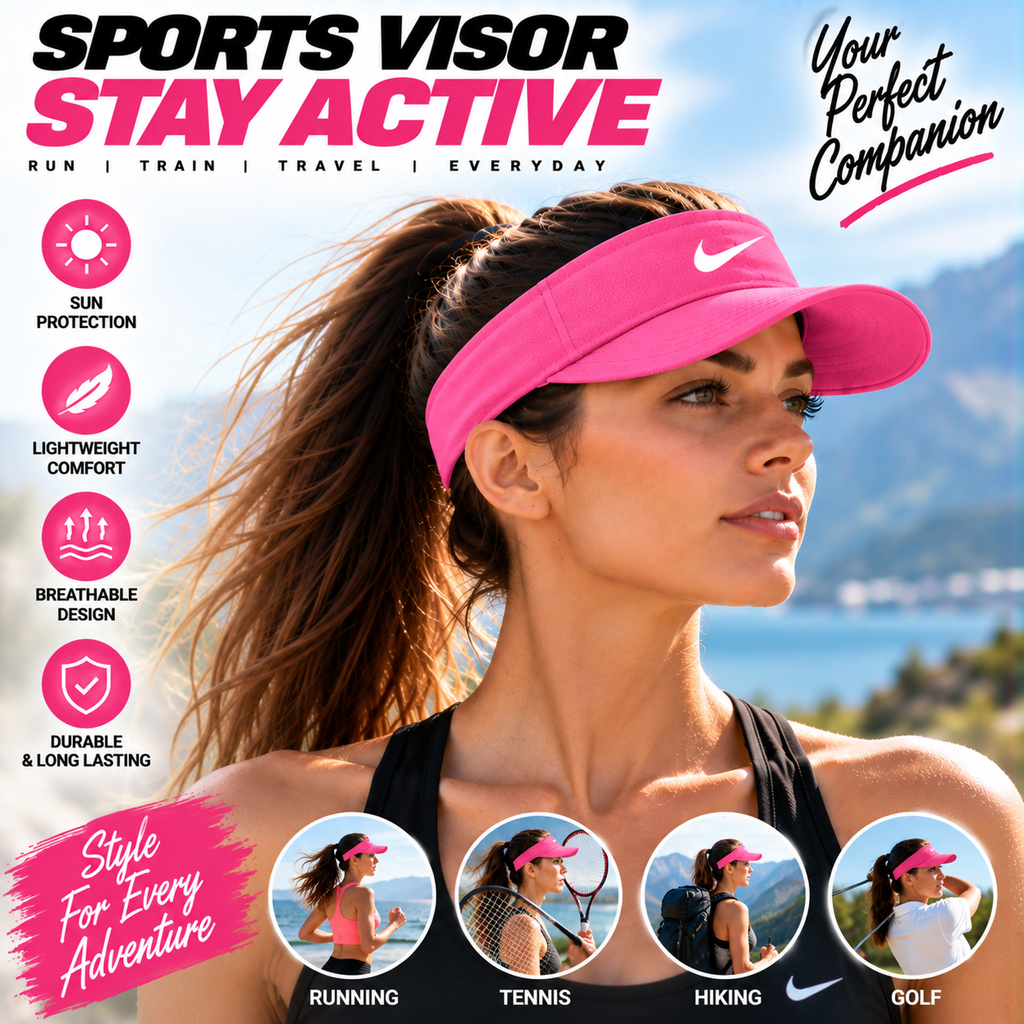 Sports Sun Visor Cap Adjustable Lightweight Running Golf Tennis Outdoor Unisex